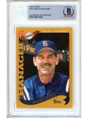 Bruce Bochy Signed 2002 Topps #277 San Diego Padres Beckett BAS Slabbed Auto